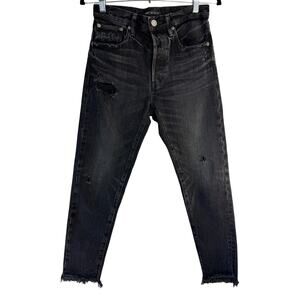 Moussy Vintage Jeans Skinny Velma MidRise Distressed Ankle Stretch Black size 25